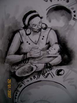mother and child drawingartwork pencil on paper by artistchembx